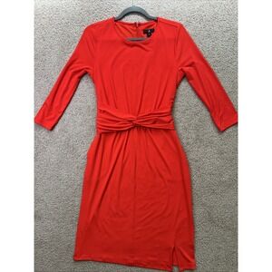 J Jason Wu 3/4 Sleeve Twist Front City Knit Dress Red Women's Pockets SMALL